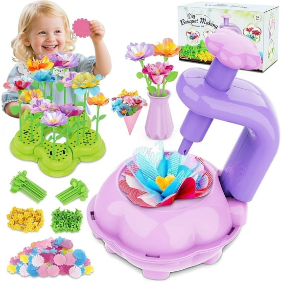 Adofi 228PCS Fabric Flower Bouquets Toys, DIY Craft Kits Toys for Kids, Educational Activity Gifts, Toys for Girls 2 6 Years, Flower Making Craft Kit, 1 Piece