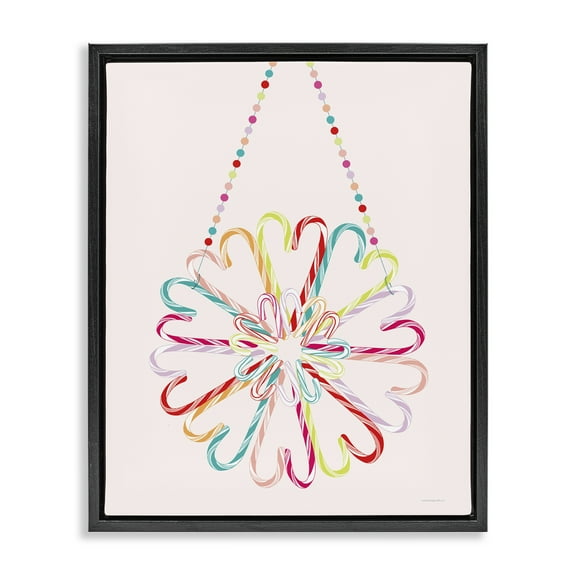 Stupell Industries Candy Cane Shapes Food & Beverage Painting Black Floater Framed Art Print Wall Art, 17 x 21