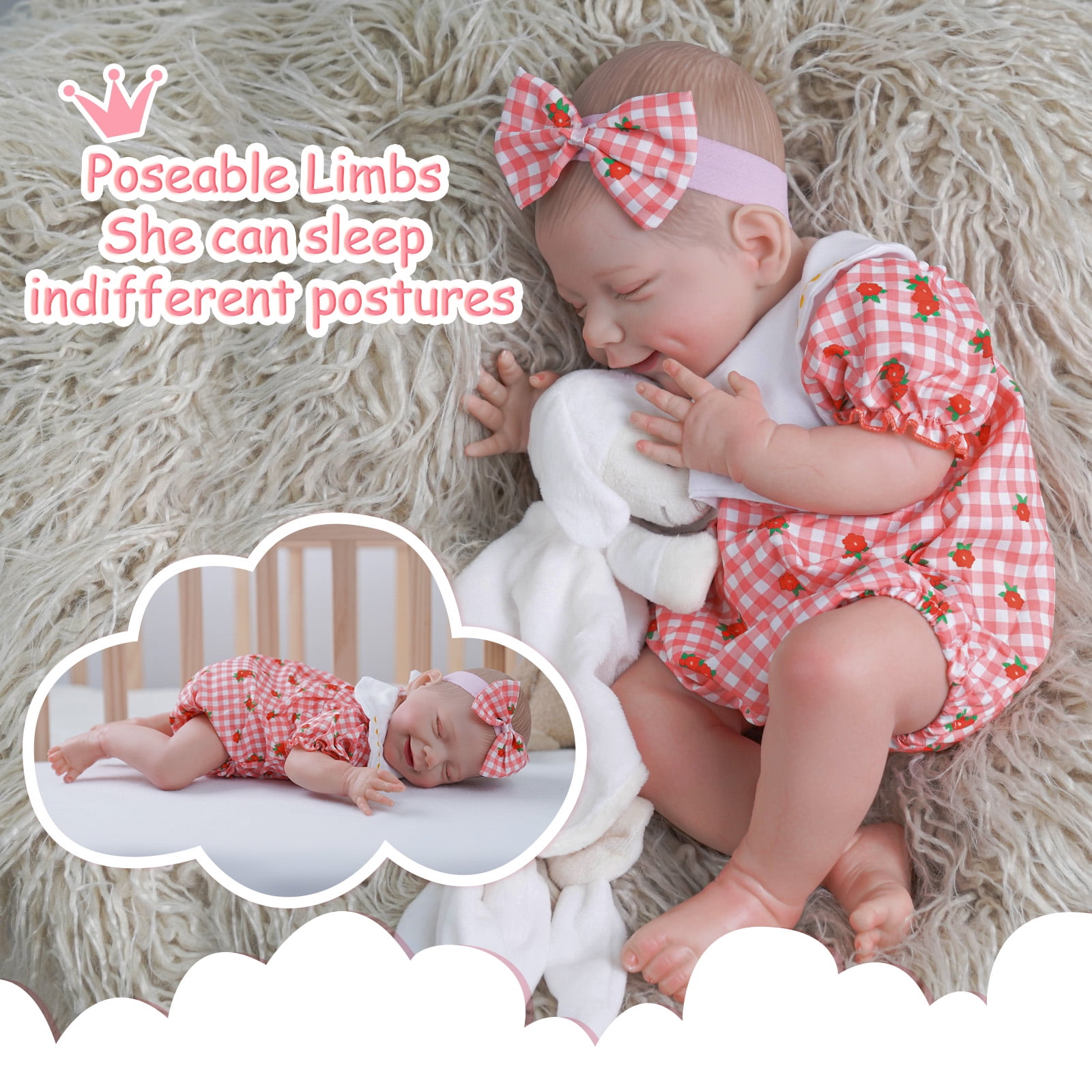 20'' Reborn Baby Toddlers Girl Leen Awake Lifelike Newborn Baby Dolls,  Funny Feeding Accessories Preschool Gift