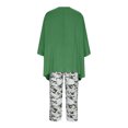 thumbnail image 5 of Atogsazn Womens Linen Cotton 2 Piece Outfits Summer Casual Print V-neck Long Sleeve Pullover Shirt Tops + Pants Lounge Set Green XXXL on Clearance, 5 of 8