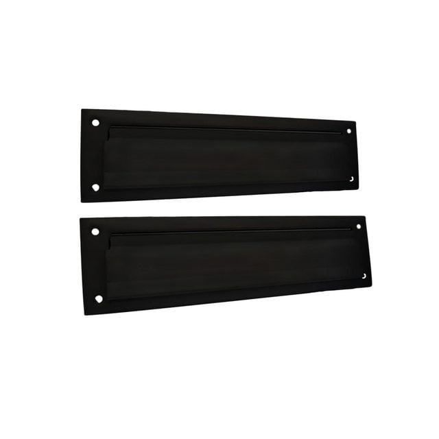 QCAA Solid Brass Mail Slot, with Solid Brass Interior Back Plate, 13" x 3.625", Matte Black, 1