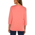 thumbnail image 4 of Orvis Women's Quater Sleeve Split Neck Soft Pima Cotton Blouse Top-Pink / M, 4 of 9