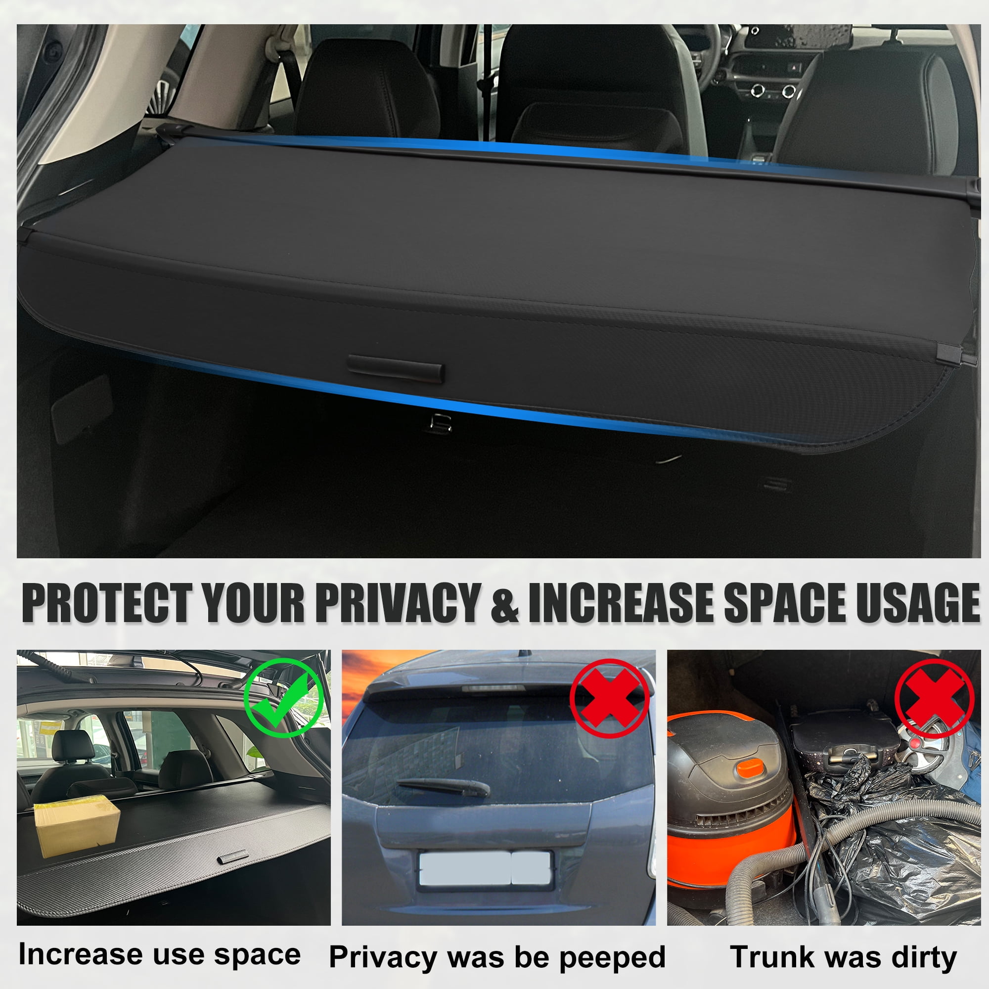 Unique Bargains 1Pcs Retractable Cargo Cover for Honda CRV 2023 Waterproof Non Slip SUV Rear Trunk Shielding Shade Black