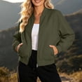 thumbnail image 4 of WIZUTIZ Women's Lightweight Windproof Cropped Jacket Stand Collar Zip Up Long Sleeve Solid Color Casual, 4 of 7