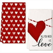 Valentine's Day Kitchen Towels Set of 2, Love Dish 3D Printed Towels(A) ywm58