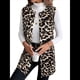 thumbnail image 2 of Chaleco Abierto con Estampado de Leopardo para Mujer, Chaqueta Vintage Sin Mangas Caqui L, 2 of 7