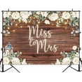 thumbnail image 4 of Miss to Mrs Bridal Shower Backdrop Rustic White Floral Wooden Wedding Photography Background Engagement Party Cake Table Decorations Banner Photo Booth Props, 4 of 4
