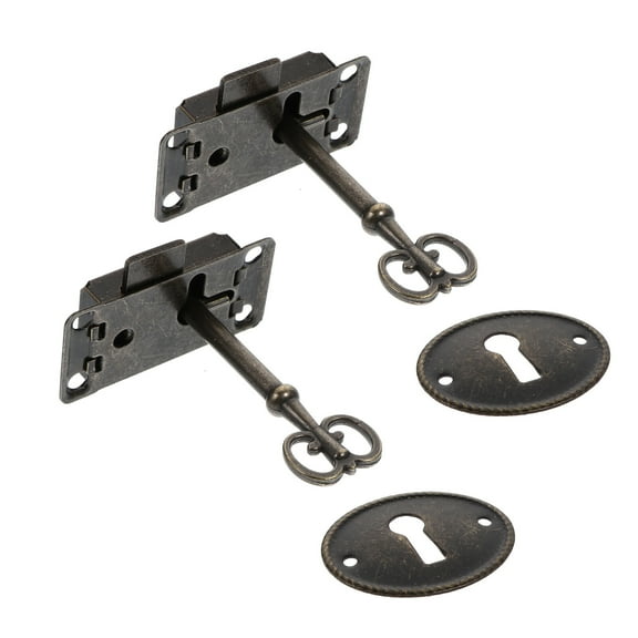 2 Pcs Cabinet DIY Locks Retro Decor Antique Vintage Style Padlock Furniture Zinc Alloy