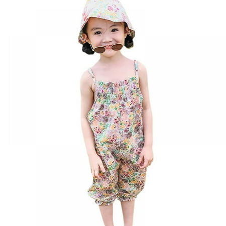 

Elaydool Children Baby Loose floral Overalls pants Kid girl suspenders Jumpsuit sleeveless Romper pants kid clothing for girl
