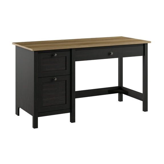 Mayfield 54W Computer Desk with Drawers in Vintage Black and Reclaimed Pine