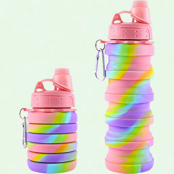 Collapsible Water Bottles for Kids, Students, Adults - Pink