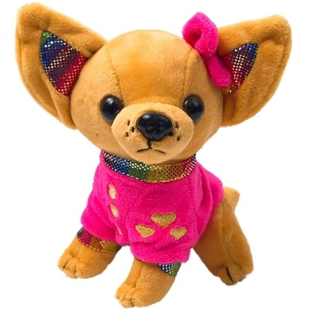 Linzy Toys Plush Pink Chihuahua 6.5" Puppy Dog Stuffed Animal Pal With