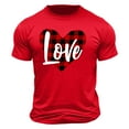 thumbnail image 4 of UVEASISHA Mens Valentine's Day Shirt Plaid Love Heart Print T-Shirts Summer Short Sleeve Crewneck Graphic Tees Regular Fit Fashion Vacation Tshirt Red XXL, 4 of 6