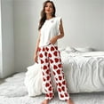 thumbnail image 6 of Ladies Heart Print Relaxed Pajama Set 2pc Ruffle Sleeveless Homewear Loungewear, 6 of 15