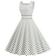 thumbnail image 2 of Lolmot Women 50s 60s Vintage Sleeveless Polka Dot Solid Color Cocktail Swing Dress Retro Audrey Hepburn Evening Rockabilly Prom Party Dress Formal A-line Mid-Length Dress, 2 of 5