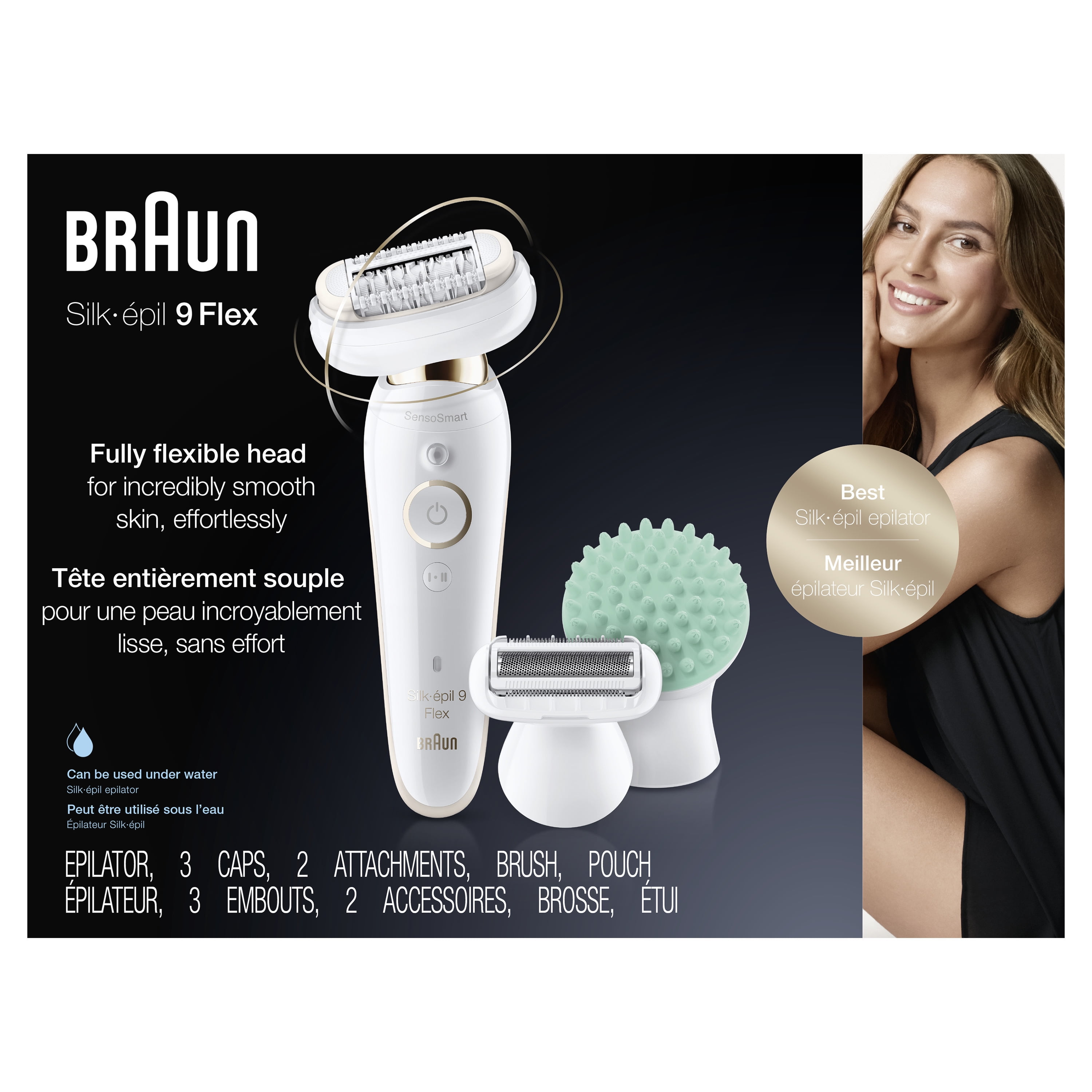 Braun Silk-epil 9 Flex 9-020 - Epilator for Women, White/Gold