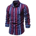 thumbnail image 1 of toraway Chemise Homme Col en V Chemise à Manches Longues Rayée Coupe Régulière Super Plissée Col Élastique TTTTG, 1 of 2