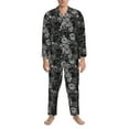 thumbnail image 3 of Honeii Rose Flowers Pattern Mens Pajamas Set,2pcs Men's Lounge Long Sleeve Sleep Shirt and Pajama Bottoms Sleepwear Set,Mens Pjs Sets-X-Large, 3 of 7