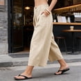 thumbnail image 7 of High Waisted Wide Leg Beach Casual Capri Pants For Women Summer Flowy Relaxed Fit Pocketed Comfortable Vacation Lounge Everyday Style Breathable, 7 of 7