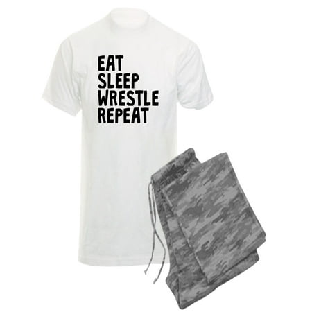 

CafePress - Eat Sleep Wrestle Repeat Pajamas - Men s Light Pajamas