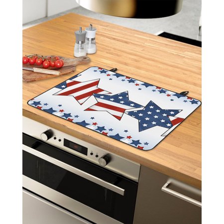 

4th of July Stove Top Covers for Electric Stove Heat Insulation Fireproof Glass Cooktop Cover Counter Top Glass Stove Cover for Prevent Scratches 24 x21 American Star Blue Ombre Independence Day