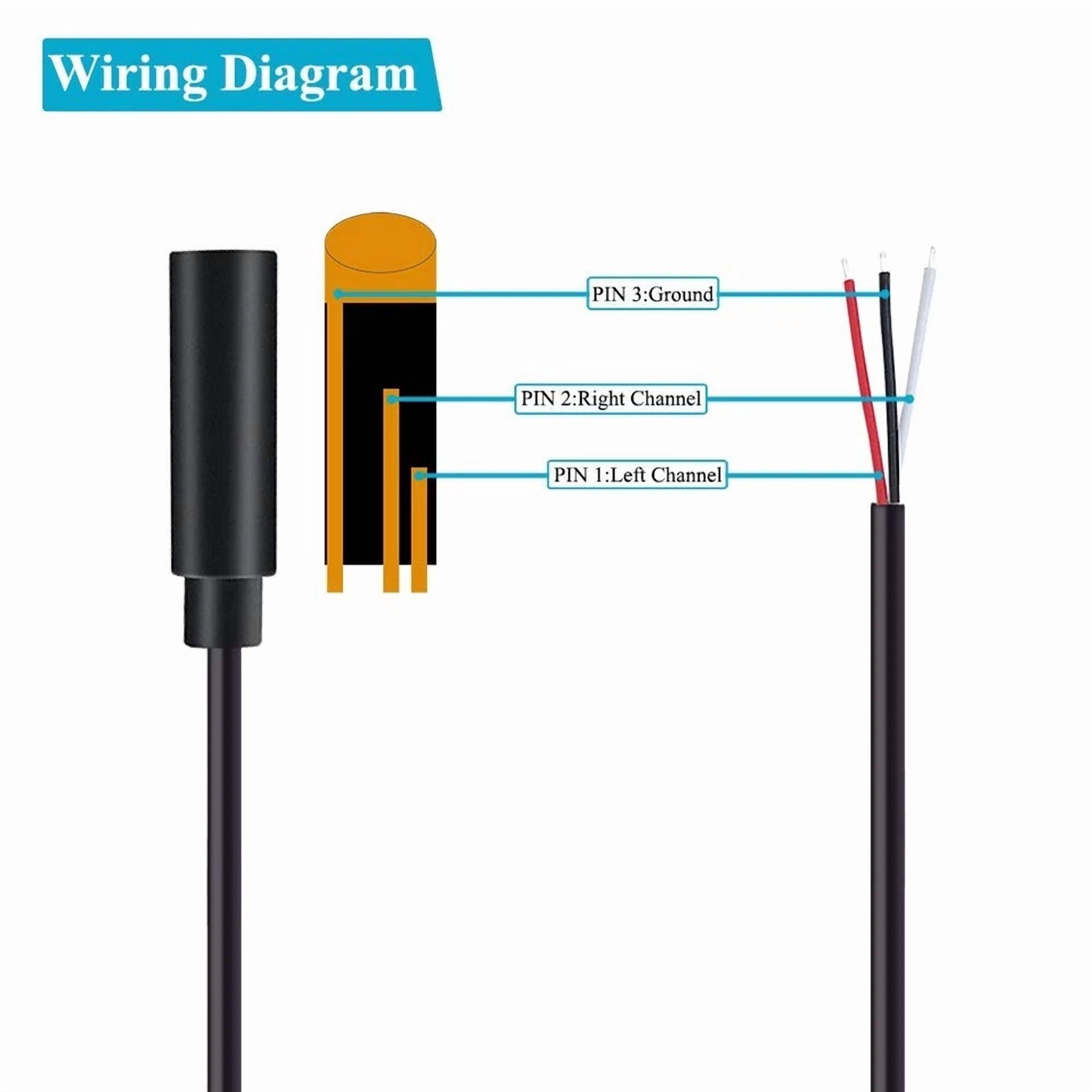 3.5Mm Female Jack To Bare Wire Trs 3-Pole Audio Cable/Hedset Repair