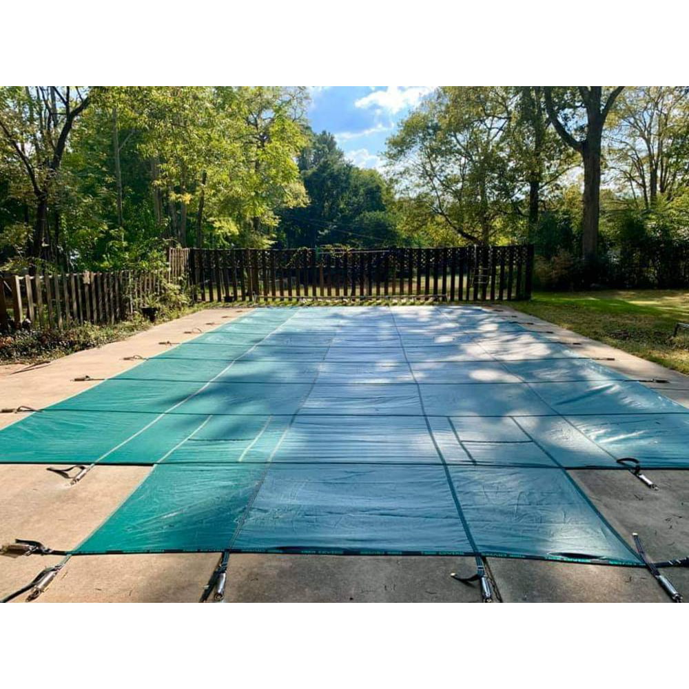 Pool Safety Cover Fits 18x36 ft Rectangle Inground Safety Pool Cover Blue & Green Mesh with 4x8