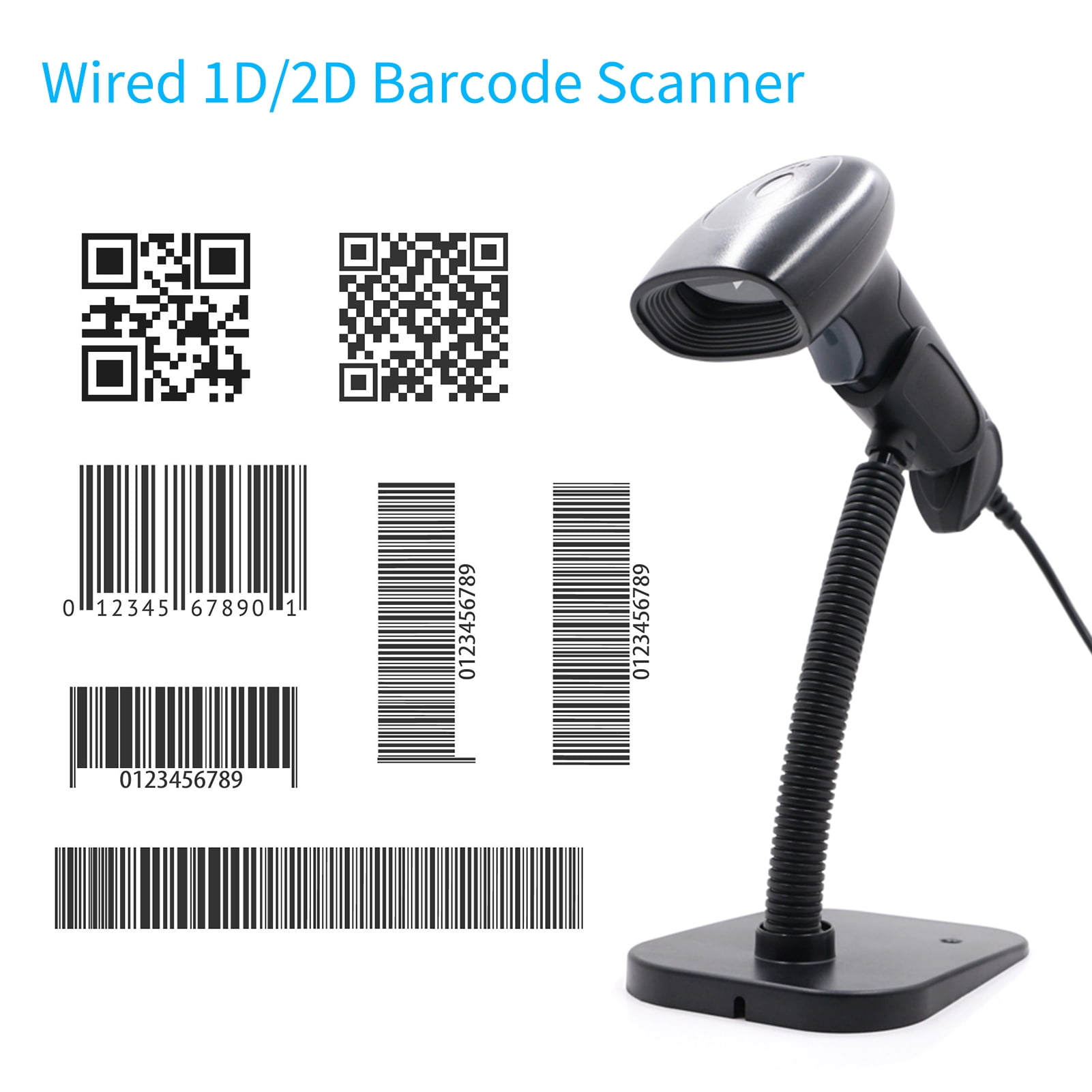 Barcode Scanner,Android Supermarket Library Wired Bar Code Windows Xp/7/8/10 Android 1d 2d Qr Code With Stand Usb Scanner 1d Compatible With Library Book Bar Code With Stand Support Retail