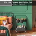 thumbnail image 2 of Rolling Cart DTK de metal plegable de 2 niveles con ruedas bloqueables, color negro, 2 of 5