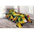 thumbnail image 1 of Ambesonne Yellow Quilted Coverlet 2 Pcs, Geometric Green, Twin Size, Yellow Dark Green, 1 of 2