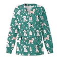 thumbnail image 5 of Binienty Teal Nurse Jacket for Women Button Front Scrub Tops with Pockets Soft Comfortable Medical Scrubs Fitted for Clinic Quick-Dry Nurse Student Medical Assistant Uniforms, 5 of 7