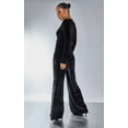 thumbnail image 2 of Black Velvet Wrap Drape Detail Wide Leg Jumpsuit, 2 of 9