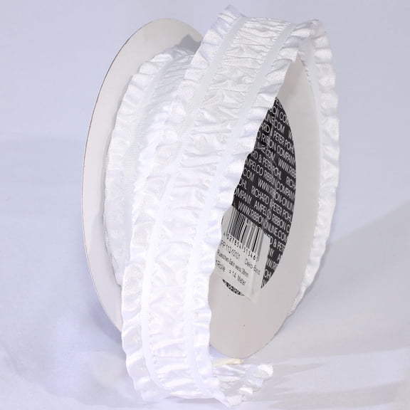 The Ribbon People White Woven Edge Ruffles Craft Ribbon 1.5" x 30 Yards