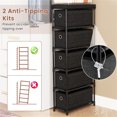 thumbnail image 5 of Narrow 5 Drawer Storage Tower Slim Dresser with Industrial Wood Top Modern Minimalist Chest for Small Spaces Apartments Studio Side Table Nightstand Entryway Organizer Black, 5 of 10