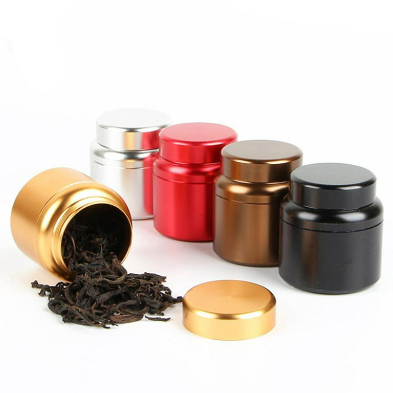 Han Sheng 6 Pcs Mini Tea Storage Containers Tea Tins Coffee Tins Food Storage Container for Tea Coffee Herb Candy Chocolate Sugar Spices