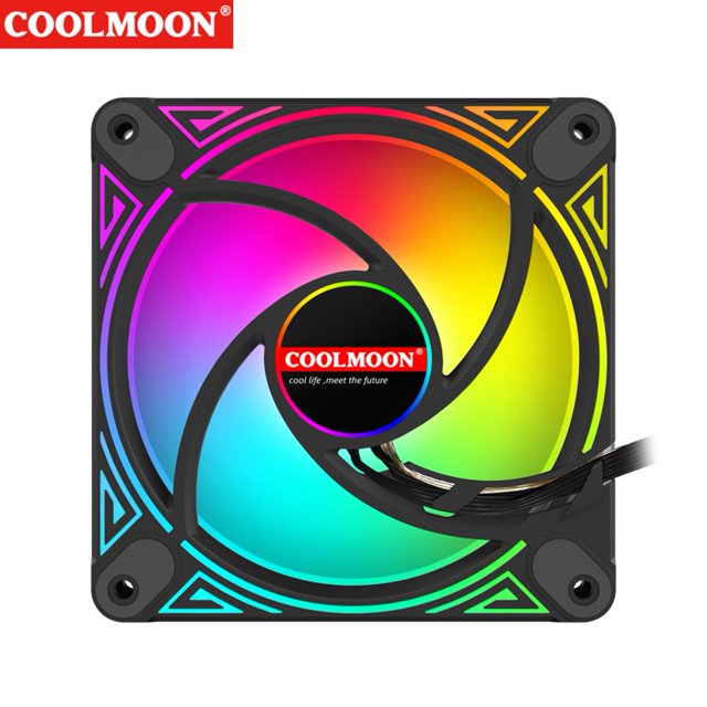 COOLMOON DM1 5V 3PIN ARGB 12V 4PIN PWM Luminous PC Case Fan (Reverso negro)