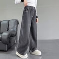 thumbnail image 6 of SGMVNU Girls' Casual Denim Pants Loose Fit Elastic Waist Fashion Wide Leg Jeans for Little and Girls Daily Wear, Size 9-10 Years, Black, 6 of 7