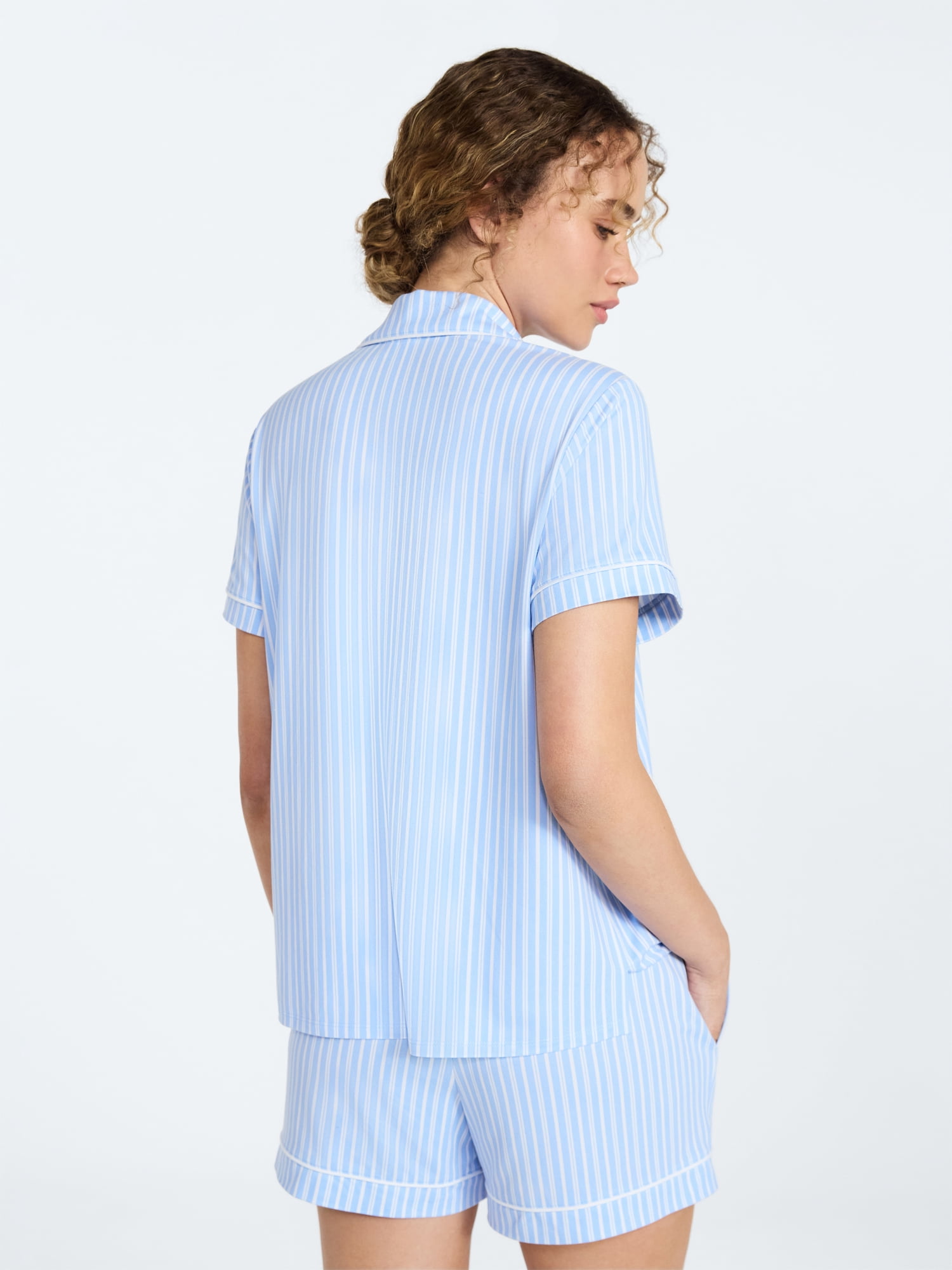 Joyspun Women’s Mommy and Me Notch Collar Top and Shorts Family Matching Pajama Set, Sizes XS-3X