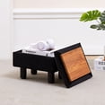 thumbnail image 2 of IVV Black Linen Upholstered Ottoman with Storage, Modern Multifunctional Low Footrest Side Table with Flip Tray and Solid Wood Legs, 15.9"L x 12"W x 9.8"H, 2 of 5