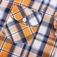 thumbnail image 4 of Bienzoe Boy 's Cotton Plaid Roll Up Sleeve Button Down Sports Shirts Yellow 9/10, 4 of 9