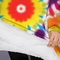 thumbnail image 3 of Oversized Wearable Blanket Hoodie,Tie Dye Rainbow Concentric Circles Pattern Sherpa Blanket Hoodie with Super Pockets,Super Warm Fuzzy Pullover for Women & Men, 3 of 6