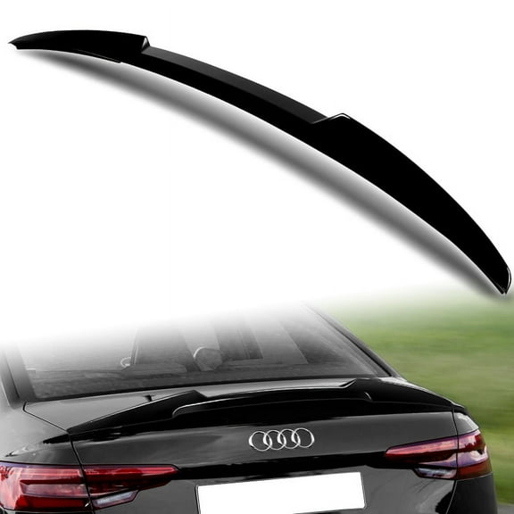 W-Power For 2017-2022 Audi A4 S4 B9 Sedan Pearl Black V-Style Trunk Spoiler Wing