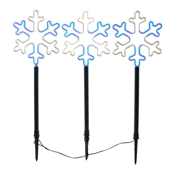 Kurt Adler AD2822 26 in. LED Snowflake Yard Stake Set, Multi Color
