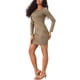 thumbnail image 3 of INSPIRE CHIC Vestido Mini Bodycon de Manga Larga para Fiesta de Mujeres Color Marrón Talla L, 3 of 6