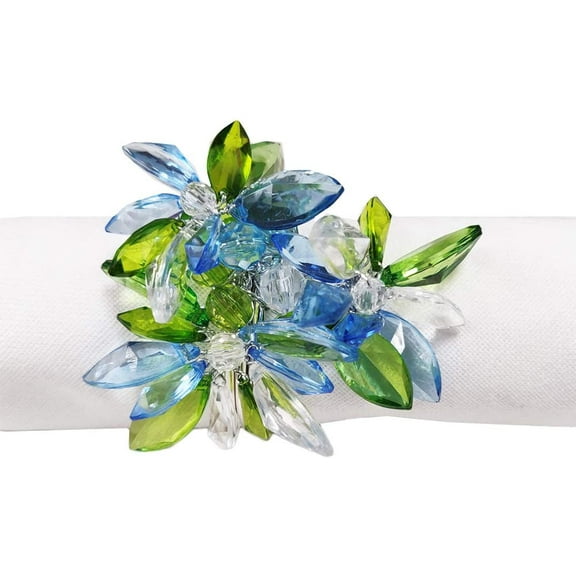 Fennco Styles Unique Multi-Flower Crystal Design Decorative Napkin Rings, Set of 4