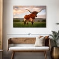 thumbnail image 3 of Elephant Stock Brown Texas Longhorn Wall Art - Horizontal Canvas Wall Art - Living Room Wall Decor - Animal Canvas - Gray And Green Decor - 45" x 30", 3 of 8