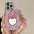 thumbnail image 2 of 3D Diamond Cute Love Heart Plating Mirror Phone Case Compatible with iPhone Case (Clear,iPhone 13 Pro Max), 2 of 6