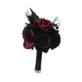 thumbnail image 2 of Flores artificiales de rosas con hojas negras, púas florales, regalo coleccionable, ramo de flores góticas para el hogar, fiesta temática, decoración rojo, 2 of 8