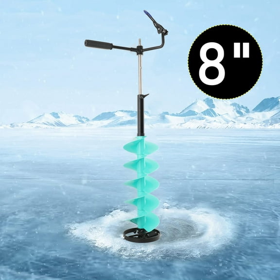 SUDEG Ice Drill Auger 8'' Diameter Nylon Ice Auger with Extension Rod for Ice Fishing