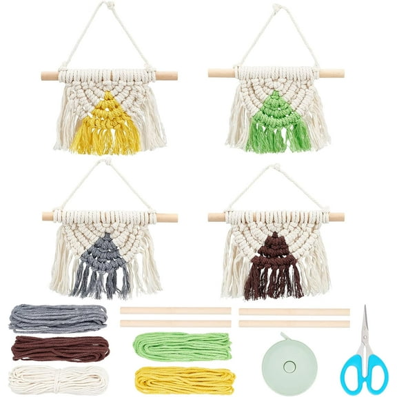 4Set Macrame Kit for Beginners Semi-Circle Macrame Hanging Decor DIY Macrame Cord Kit